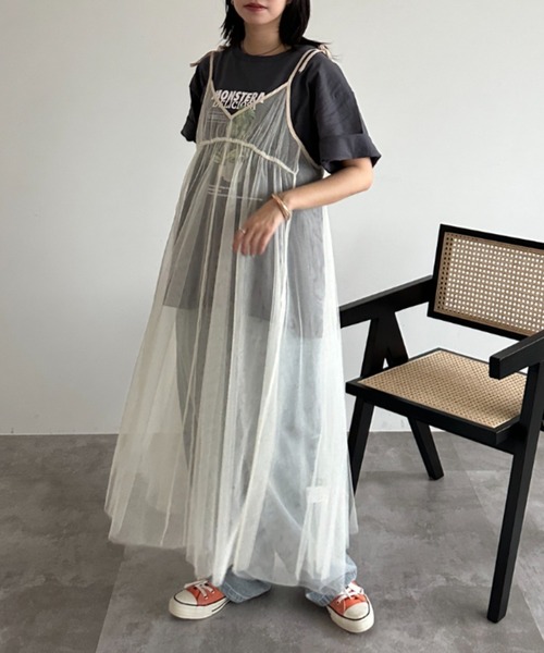 kutir（クティール）の「リボンチュールキャミワンピース（ワンピース・レディース・アイボリー/ブラック/チャコールグレー・FREE）」の18枚目の写真