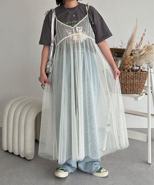 kutir（クティール）の「リボンチュールキャミワンピース（ワンピース・レディース・アイボリー/ブラック/チャコールグレー・FREE）」の16枚目の写真