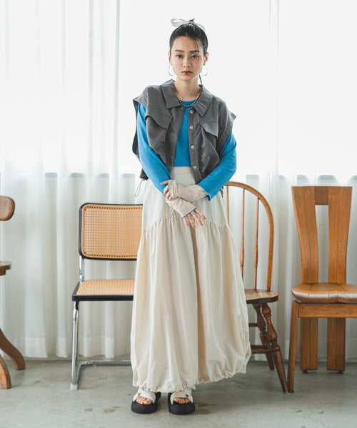 bohmal（ボマール）の「2WAYナイロンギャザーバルーンスカート（スカート・レディース・アイボリー/ブラック・MEDIUM）」の17枚目の写真