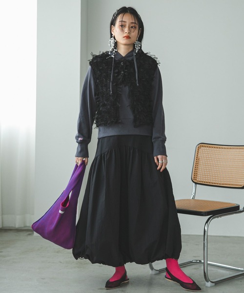 bohmal（ボマール）の「2WAYナイロンギャザーバルーンスカート（スカート・レディース・アイボリー/ブラック・MEDIUM）」の15枚目の写真