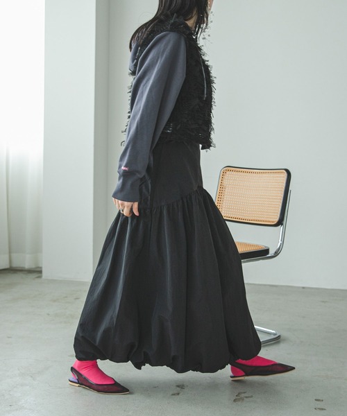 bohmal（ボマール）の「2WAYナイロンギャザーバルーンスカート（スカート・レディース・アイボリー/ブラック・MEDIUM）」の3枚目の写真