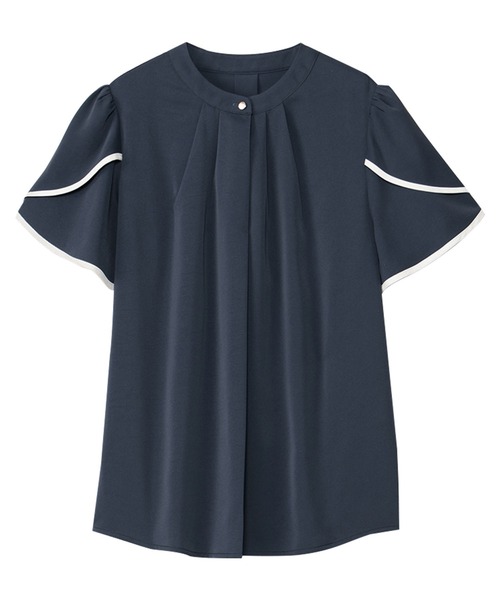 alotta（アロッタ）の「≪接触冷感≫チューリップ袖パイピングブラウス（シャツ/ブラウス・レディース・ホワイト×ネイビー/ブルー/ネイビー/ホワイト×ピンク/ピンク・L/3L/LL/M）」の9枚目の写真