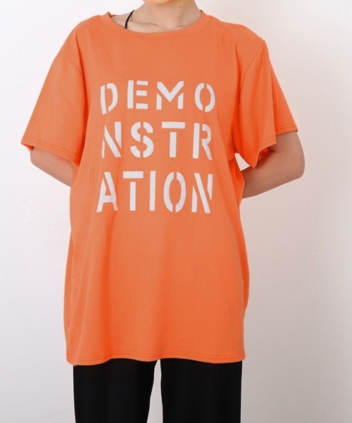 Miniministore(ミニミニストア)の「ロング ロゴtシャツ レディース 半袖(Tシャツ/カットソー・レディース・ブラック/ホワイト/オレンジ/ブルー/ピンク・FREE)」の15枚目の写真