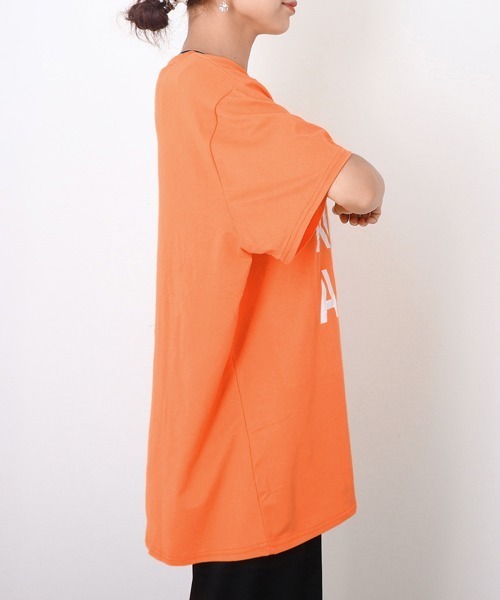 Miniministore(ミニミニストア)の「ロング ロゴtシャツ レディース 半袖(Tシャツ/カットソー・レディース・ブラック/ホワイト/オレンジ/ブルー/ピンク・FREE)」の16枚目の写真