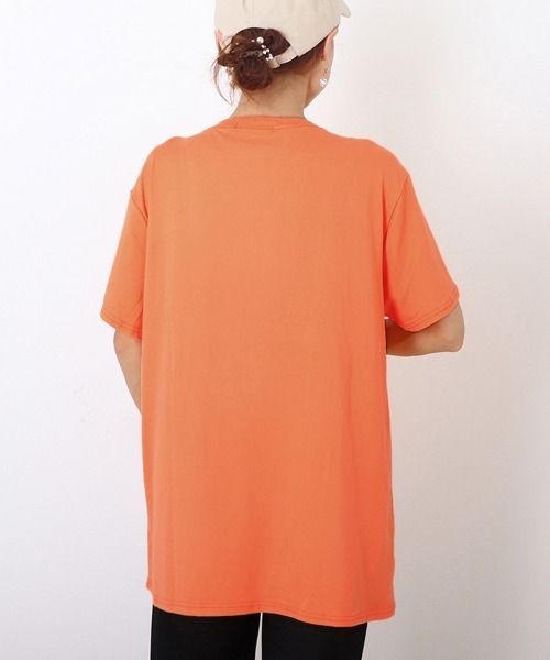 Miniministore(ミニミニストア)の「ロング ロゴtシャツ レディース 半袖(Tシャツ/カットソー・レディース・ブラック/ホワイト/オレンジ/ブルー/ピンク・FREE)」の17枚目の写真