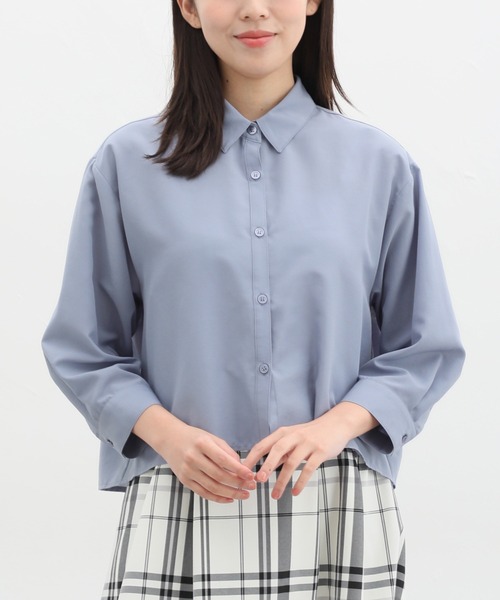 Honeys（ハニーズ）の「８分袖ショート丈シャツ（シャツ/ブラウス・レディース・ホワイト/ブルー系その他/ブルー/チャコールグレー/ピンク系その他/ブルー系その他2・M/L/LL）」の3枚目の写真