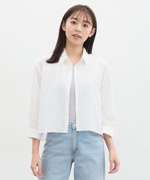 Honeys（ハニーズ）の「８分袖ショート丈シャツ（シャツ/ブラウス・レディース・ホワイト/ブルー系その他/ブルー/チャコールグレー/ピンク系その他/ブルー系その他2・M/L/LL）」の11枚目の写真