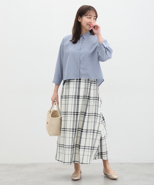 Honeys（ハニーズ）の「８分袖ショート丈シャツ（シャツ/ブラウス・レディース・ホワイト/ブルー系その他/ブルー/チャコールグレー/ピンク系その他/ブルー系その他2・M/L/LL）」の12枚目の写真