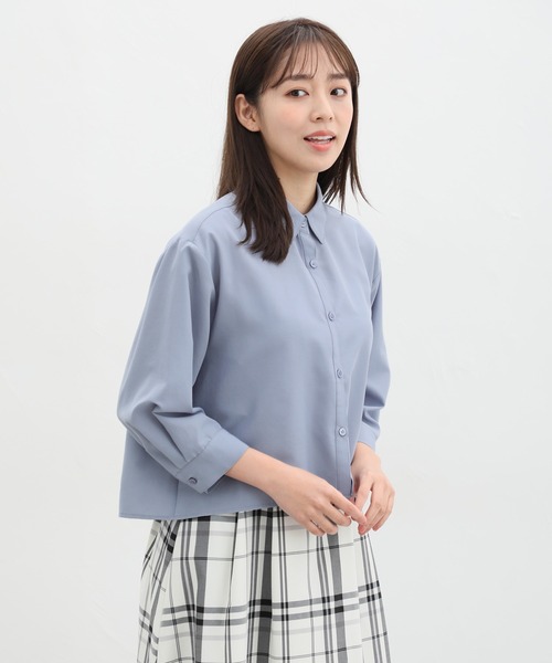 Honeys（ハニーズ）の「８分袖ショート丈シャツ（シャツ/ブラウス・レディース・ホワイト/ブルー系その他/ブルー/チャコールグレー/ピンク系その他/ブルー系その他2・M/L/LL）」の13枚目の写真