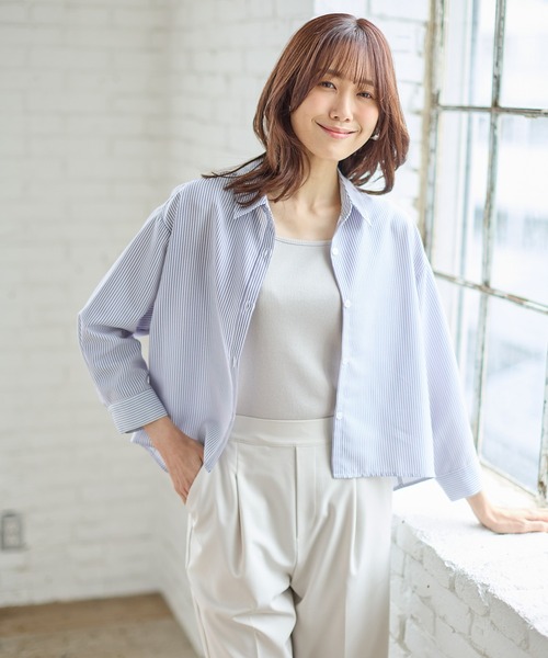 Honeys（ハニーズ）の「８分袖ショート丈シャツ（シャツ/ブラウス・レディース・ホワイト/ブルー系その他/ブルー/チャコールグレー/ピンク系その他/ブルー系その他2・M/L/LL）」の16枚目の写真