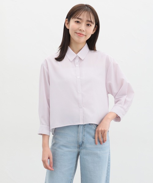 Honeys（ハニーズ）の「８分袖ショート丈シャツ（シャツ/ブラウス・レディース・ホワイト/ブルー系その他/ブルー/チャコールグレー/ピンク系その他/ブルー系その他2・M/L/LL）」の8枚目の写真