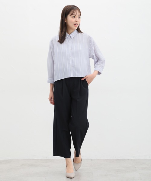 Honeys（ハニーズ）の「８分袖ショート丈シャツ（シャツ/ブラウス・レディース・ホワイト/ブルー系その他/ブルー/チャコールグレー/ピンク系その他/ブルー系その他2・M/L/LL）」の9枚目の写真