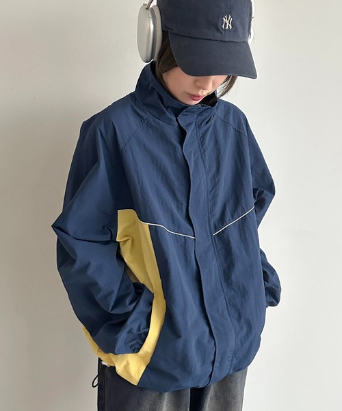 apres jour mignon（アプレジュールミニョン）の「ナイロン切り替えジャケット【ZOZOTOWN限定アイテム】（ブルゾン・レディース・ネイビー/ブラック/ブルー/チャコールグレー・フリー/X-LARGE）」の8枚目の写真