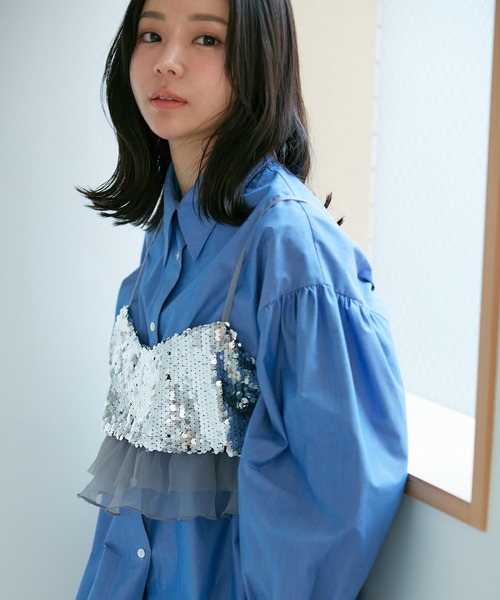 VIS（ビス）の「スパンコールビスチェ（キャミソール・レディース・シルバー/ブラック系その他・FREE）」の4枚目の写真