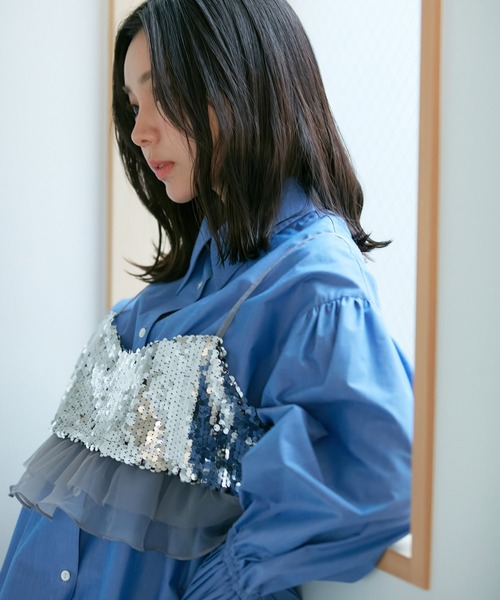 VIS（ビス）の「スパンコールビスチェ（キャミソール・レディース・シルバー/ブラック系その他・FREE）」の5枚目の写真