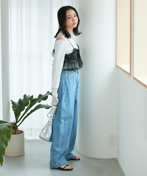 VIS（ビス）の「スパンコールビスチェ（キャミソール・レディース・シルバー/ブラック系その他・FREE）」の15枚目の写真