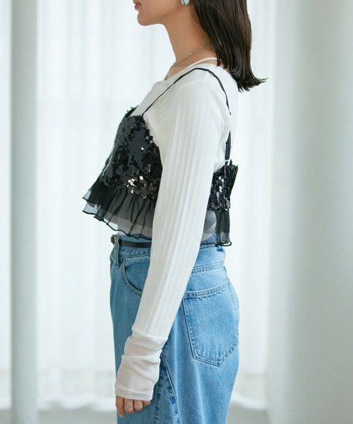 VIS（ビス）の「スパンコールビスチェ（キャミソール・レディース・シルバー/ブラック系その他・FREE）」の18枚目の写真