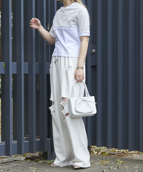 Firsthand（ファーストハンド）の「Firsthand/ファーストハンド Leather Ribbon Handbag / レザーリボンハンドバッグ / ミニハンドバッグ / ミニハンドルバッグ / ミニトート / 防水レザー（ハンドバッグ・レディース・ブラック/ホワイト・ONE SIZE）」の18枚目の写真