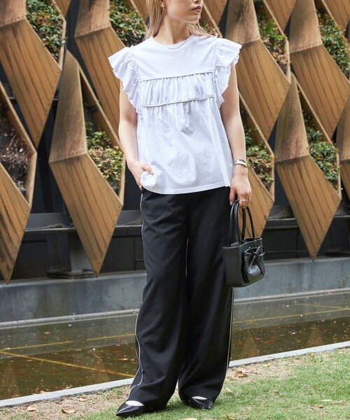 Firsthand（ファーストハンド）の「Firsthand/ファーストハンド Leather Ribbon Handbag / レザーリボンハンドバッグ / ミニハンドバッグ / ミニハンドルバッグ / ミニトート / 防水レザー（ハンドバッグ・レディース・ブラック/ホワイト・ONE SIZE）」の21枚目の写真