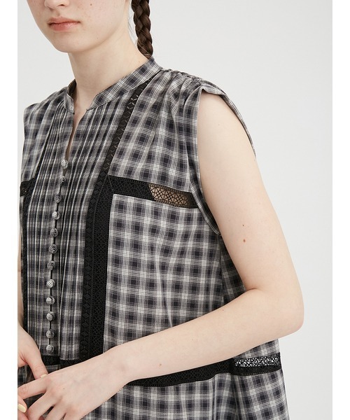 FURFUR(ファーファー)の「スカラ刺繍ワンピース(ワンピース・レディース・チェック/ブラック/サックスブルー・FREE)」の12枚目の写真