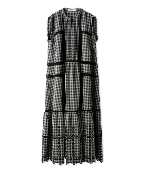 FURFUR(ファーファー)の「スカラ刺繍ワンピース(ワンピース・レディース・チェック/ブラック/サックスブルー・FREE)」の15枚目の写真