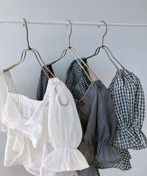 AS KNOW AS plus(アズノゥアズプラス)の「◎前後着用可能 5分袖リボンブラウス(シャツ/ブラウス・レディース・アイボリー/チャコールグレー/ホワイト×ブラック・FREE)」の6枚目の写真