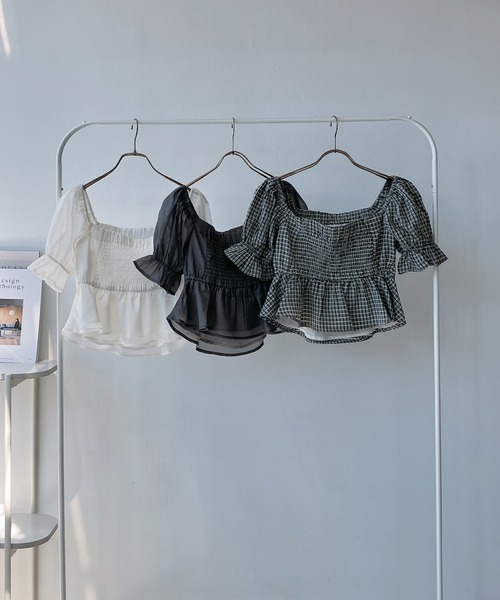 AS KNOW AS plus(アズノゥアズプラス)の「◎前後着用可能 5分袖リボンブラウス(シャツ/ブラウス・レディース・アイボリー/チャコールグレー/ホワイト×ブラック・FREE)」の9枚目の写真