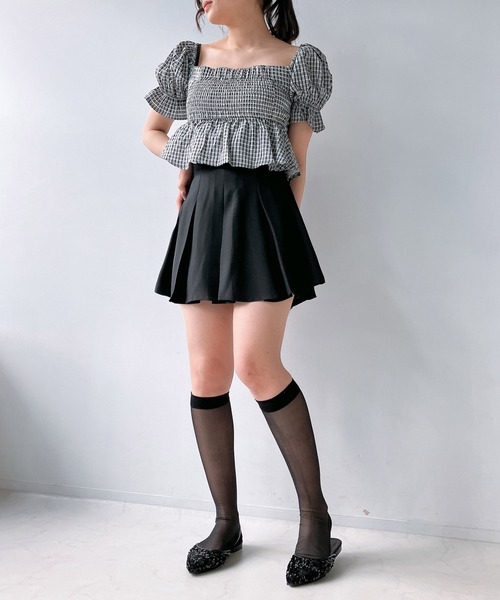 AS KNOW AS plus(アズノゥアズプラス)の「◎前後着用可能 5分袖リボンブラウス(シャツ/ブラウス・レディース・アイボリー/チャコールグレー/ホワイト×ブラック・FREE)」の17枚目の写真