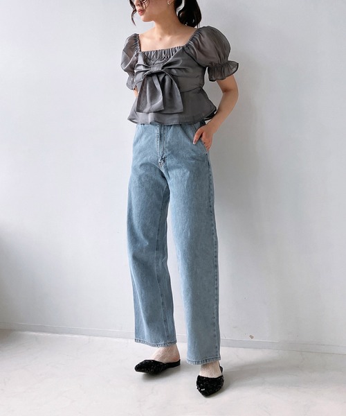 AS KNOW AS plus(アズノゥアズプラス)の「◎前後着用可能 5分袖リボンブラウス(シャツ/ブラウス・レディース・アイボリー/チャコールグレー/ホワイト×ブラック・FREE)」の19枚目の写真