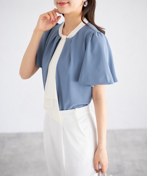 tocco closet(トッコ クローゼット)の「【ZOZO限定】ボウタイブラウス(シャツ/ブラウス・レディース・ブルー/アイボリー・M)」の22枚目の写真