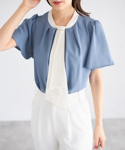 tocco closet(トッコ クローゼット)の「【ZOZO限定】ボウタイブラウス(シャツ/ブラウス・レディース・ブルー/アイボリー・M)」の12枚目の写真
