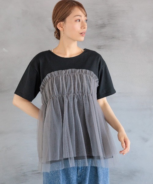 LAKOLE（ラコレ）の「チュールドッキングT / 115401（Tシャツ