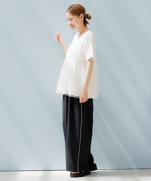 LAKOLE（ラコレ）の「チュールドッキングＴ / 115401（Tシャツ/カットソー・レディース・オフホワイト/レモンイエロー/ブラック/チャコールグレー・SMALL/MEDIUM）」の11枚目の写真