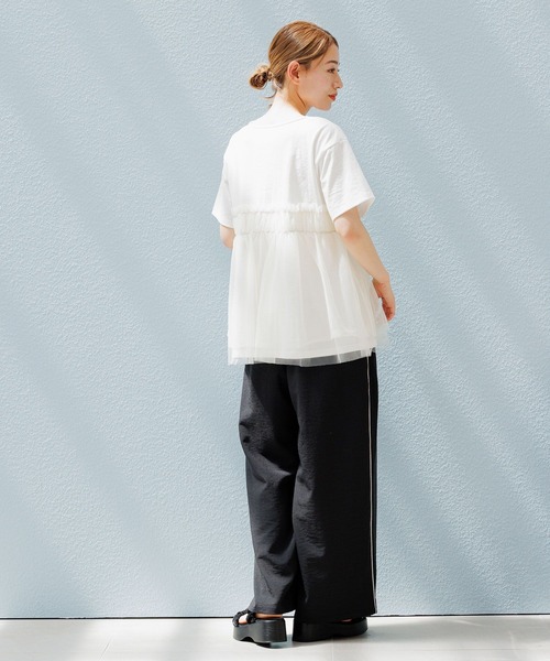 LAKOLE（ラコレ）の「チュールドッキングＴ / 115401（Tシャツ/カットソー・レディース・オフホワイト/レモンイエロー/ブラック/チャコールグレー・SMALL/MEDIUM）」の10枚目の写真