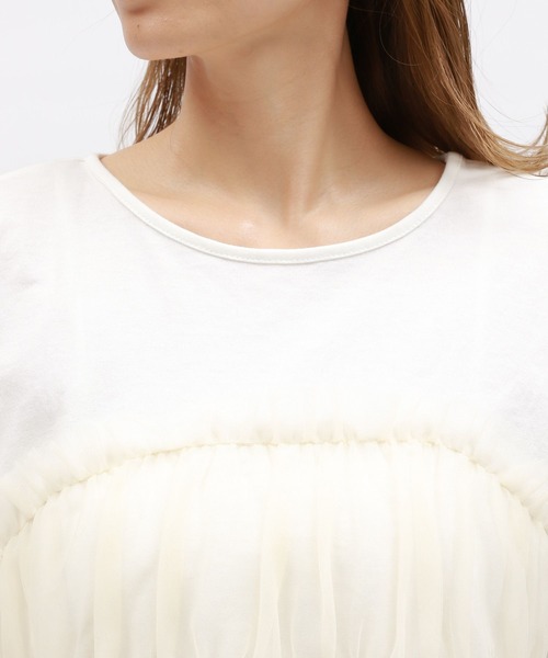 LAKOLE（ラコレ）の「チュールドッキングＴ / 115401（Tシャツ/カットソー・レディース・オフホワイト/レモンイエロー/ブラック/チャコールグレー・SMALL/MEDIUM）」の15枚目の写真