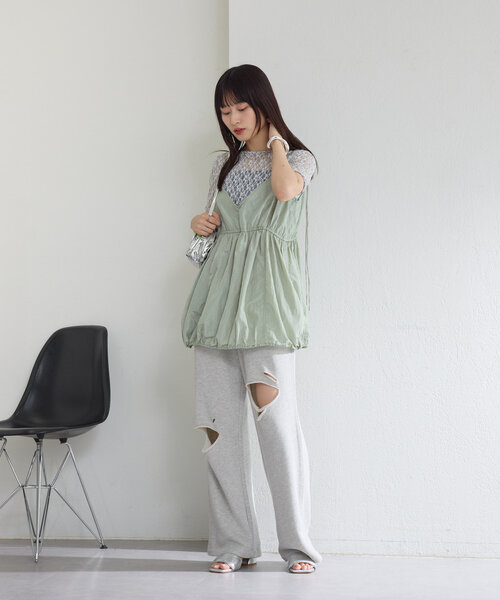 Kastane（カスタネ）の「*【2サイズ展開】ダメージスウェットパンツ（スウェットパンツ・レディース・ブラック/ブルー/グレー/オレンジ・1/0）」の13枚目の写真