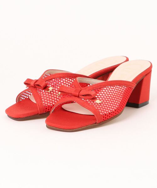 【セール】【MADE IN JAPAN】スクエアトゥ リボン付きメッシュミュールサンダル 4947（サンダル）｜Parade（パレード）