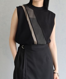 &g'aime | 【&g'aime】バイカラーシアーラインニットトップス(ニット/セーター)