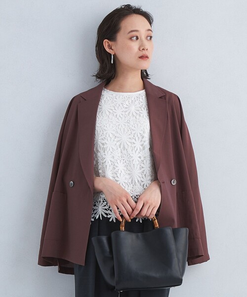 green label relaxing(グリーンレーベルリラクシング)の「レース ドッキング プルオーバー カットソー -吸水速乾-(Tシャツ/カットソー・レディース・ブラック/オフホワイト・FREE)」の4枚目の写真