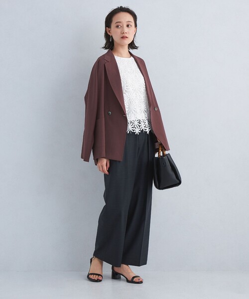 green label relaxing(グリーンレーベルリラクシング)の「レース ドッキング プルオーバー カットソー -吸水速乾-(Tシャツ/カットソー・レディース・ブラック/オフホワイト・FREE)」の5枚目の写真