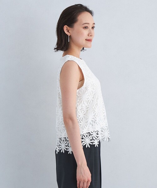 green label relaxing(グリーンレーベルリラクシング)の「レース ドッキング プルオーバー カットソー -吸水速乾-(Tシャツ/カットソー・レディース・ブラック/オフホワイト・FREE)」の11枚目の写真