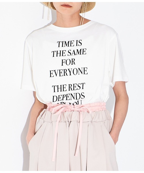 Settimissimo（セッティミッシモ）の「フロッキープリント ロゴ Tシャツ（Tシャツ/カットソー・レディース・オフホワイト/ブラック/オレンジ・FREE）」の2枚目の写真