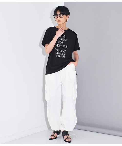 Settimissimo（セッティミッシモ）の「フロッキープリント ロゴ Tシャツ（Tシャツ/カットソー・レディース・オフホワイト/ブラック/オレンジ・FREE）」の13枚目の写真