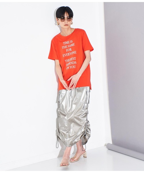 Settimissimo（セッティミッシモ）の「フロッキープリント ロゴ Tシャツ（Tシャツ/カットソー・レディース・オフホワイト/ブラック/オレンジ・FREE）」の16枚目の写真