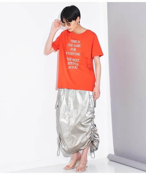 Settimissimo（セッティミッシモ）の「フロッキープリント ロゴ Tシャツ（Tシャツ/カットソー・レディース・オフホワイト/ブラック/オレンジ・FREE）」の17枚目の写真