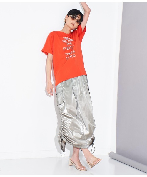 Settimissimo（セッティミッシモ）の「フロッキープリント ロゴ Tシャツ（Tシャツ/カットソー・レディース・オフホワイト/ブラック/オレンジ・FREE）」の8枚目の写真