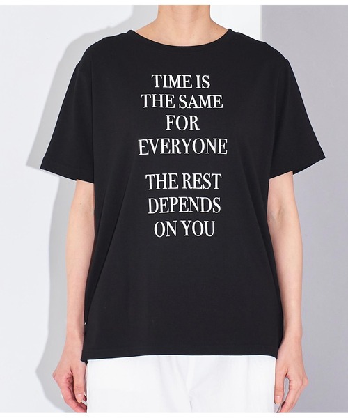 Settimissimo（セッティミッシモ）の「フロッキープリント ロゴ Tシャツ（Tシャツ/カットソー・レディース・オフホワイト/ブラック/オレンジ・FREE）」の10枚目の写真