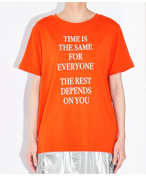 Settimissimo（セッティミッシモ）の「フロッキープリント ロゴ Tシャツ（Tシャツ/カットソー・レディース・オフホワイト/ブラック/オレンジ・FREE）」の11枚目の写真