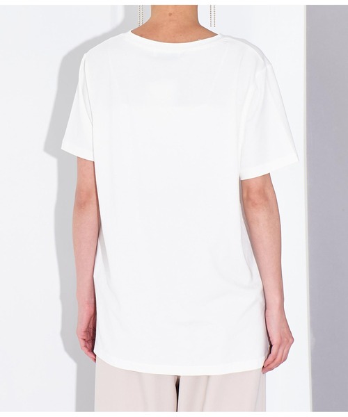 Settimissimo（セッティミッシモ）の「フロッキープリント ロゴ Tシャツ（Tシャツ/カットソー・レディース・オフホワイト/ブラック/オレンジ・FREE）」の4枚目の写真