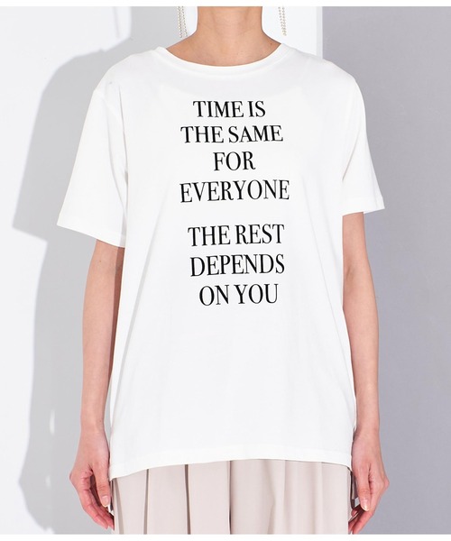 Settimissimo（セッティミッシモ）の「フロッキープリント ロゴ Tシャツ（Tシャツ/カットソー・レディース・オフホワイト/ブラック/オレンジ・FREE）」の9枚目の写真